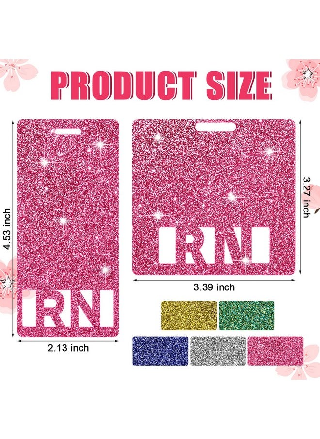Teling - 10 Pcs Registered Nurse Rn Glitter Badge Nursing Id Badge Acrylic Nursing Tags Rn Badge Holder For Badges Accessories For Student Nurse Coworkers Students Accessories 5 Colors - Image 1