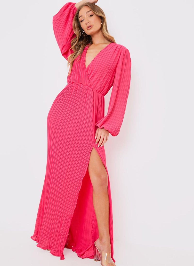 In the style Pleated Bishop Sleeve Dress - Image 1