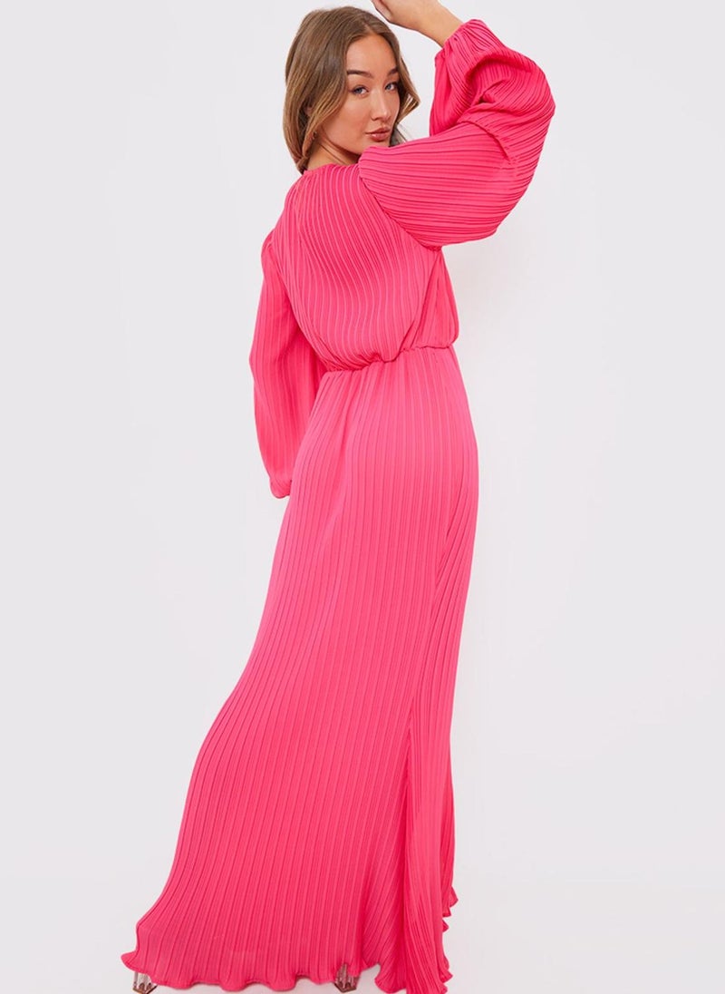 In the style Pleated Bishop Sleeve Dress - Image 2