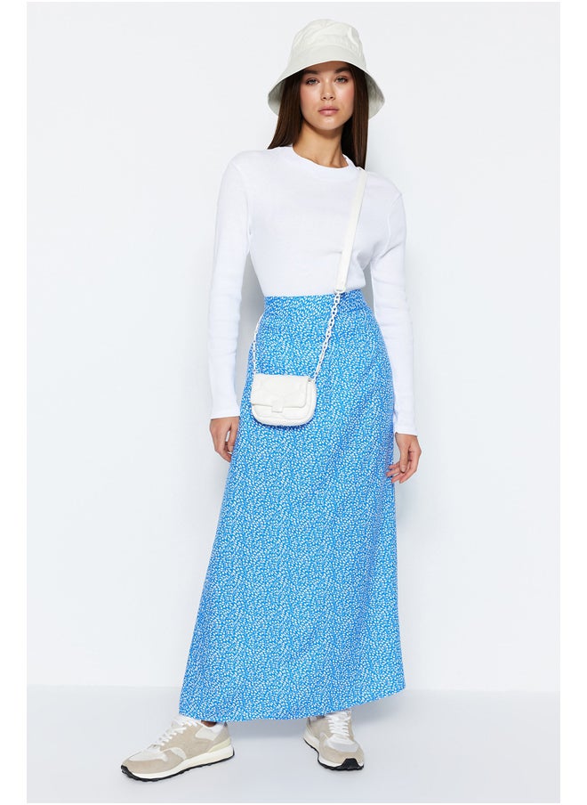 trendyol Blue Floral Printed Viscose Woven Flare Skirt TCTSS21ET0497  - Image 1