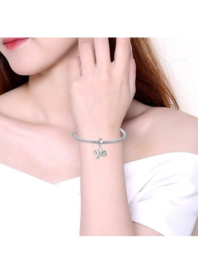 سحر متدلي على شكل قلب حب عصري من الفضة الإسترلينية عيار 925 يناسب الأساور والقلادات وقلادات الخرز والمجوهرات كهدية - Image 3