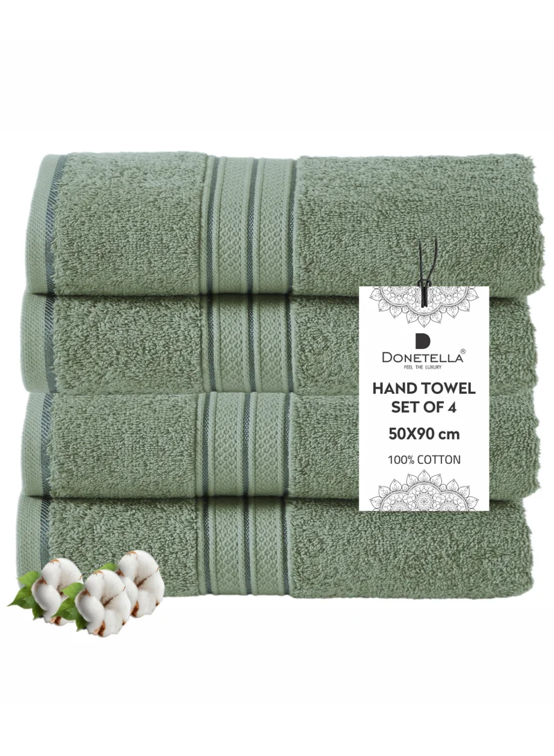 Donetella Premium 100 % Combed Cotton 4-Pcs Hand Towel Set (50 X 90 CM) 600 GSM Super Soft Hand Towel, Highly Absorbent, Quick Dry,Best Towel for Bathroom, Spa And Hotel