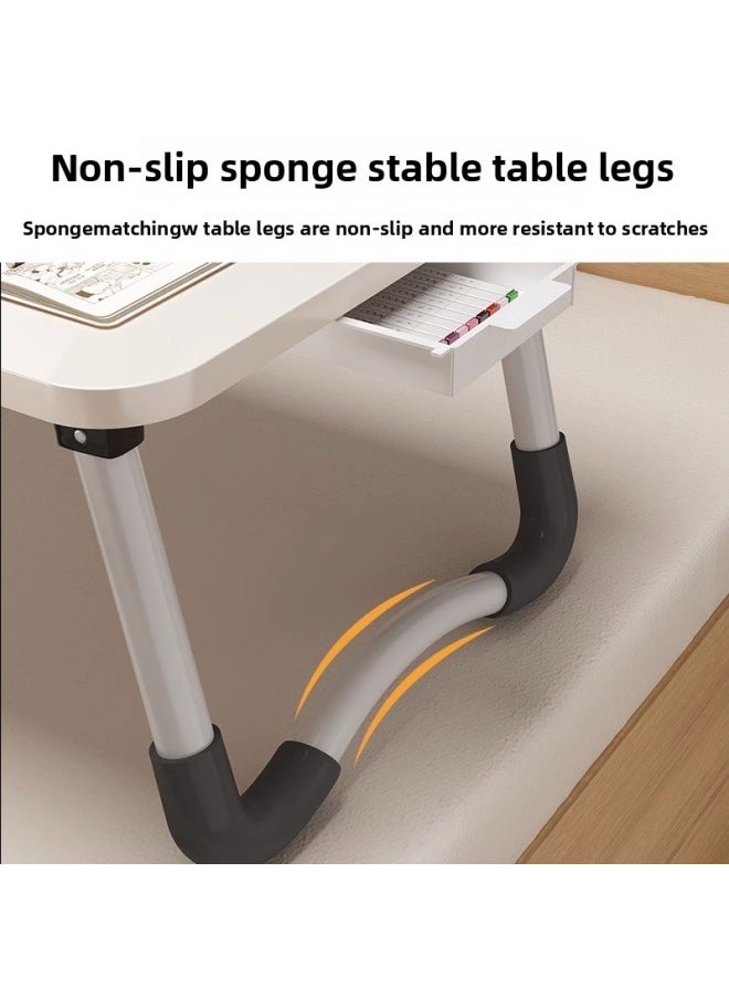 Generic - Bed Small Table Home Lazy Computer Desk Foldable Bay Window Desk Student Writing Desk Dormitory Upper Bed Learning-Color:[gak Wood Color] Card Slot + Coaster + Drawer⭐60_40_28 - Image 1