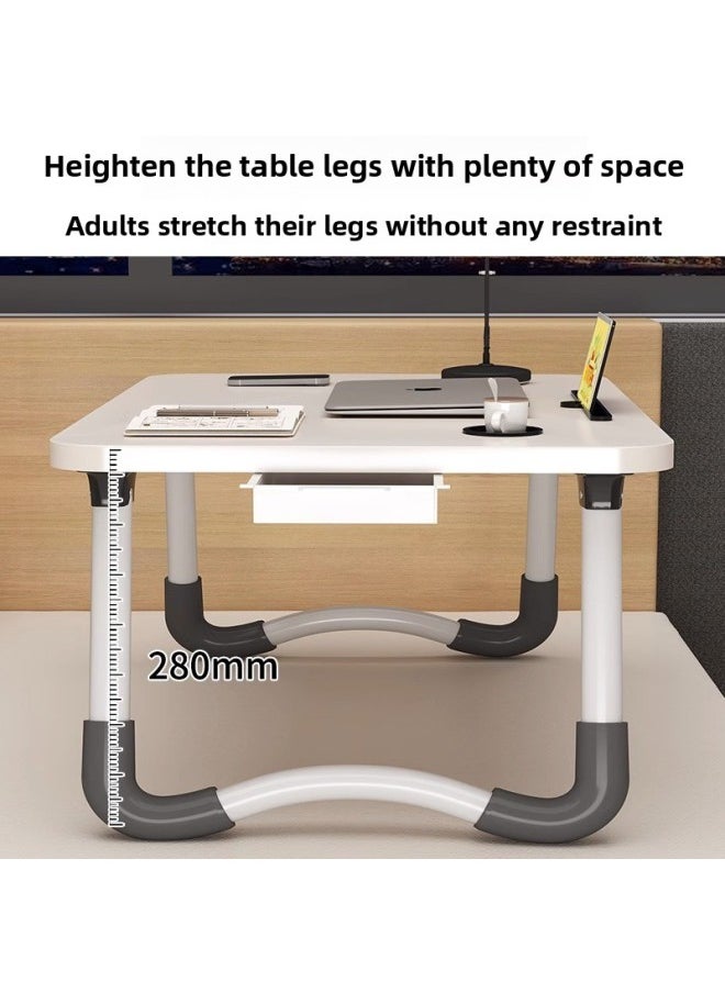 Generic - Bed Small Table Home Lazy Computer Desk Foldable Bay Window Desk Student Writing Desk Dormitory Upper Bed Learning-Color:[gak Wood Color] Card Slot + Coaster + Drawer⭐60_40_28 - Image 1