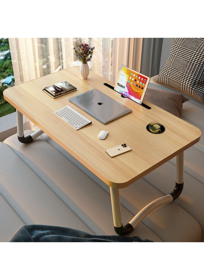 Generic - Bed Small Table Home Lazy Computer Desk Foldable Bay Window Desk Student Writing Desk Dormitory Upper Bed Learning-Color:[gak Wood Color] Card Slot + Coaster + Drawer⭐60_40_28 - Image 1