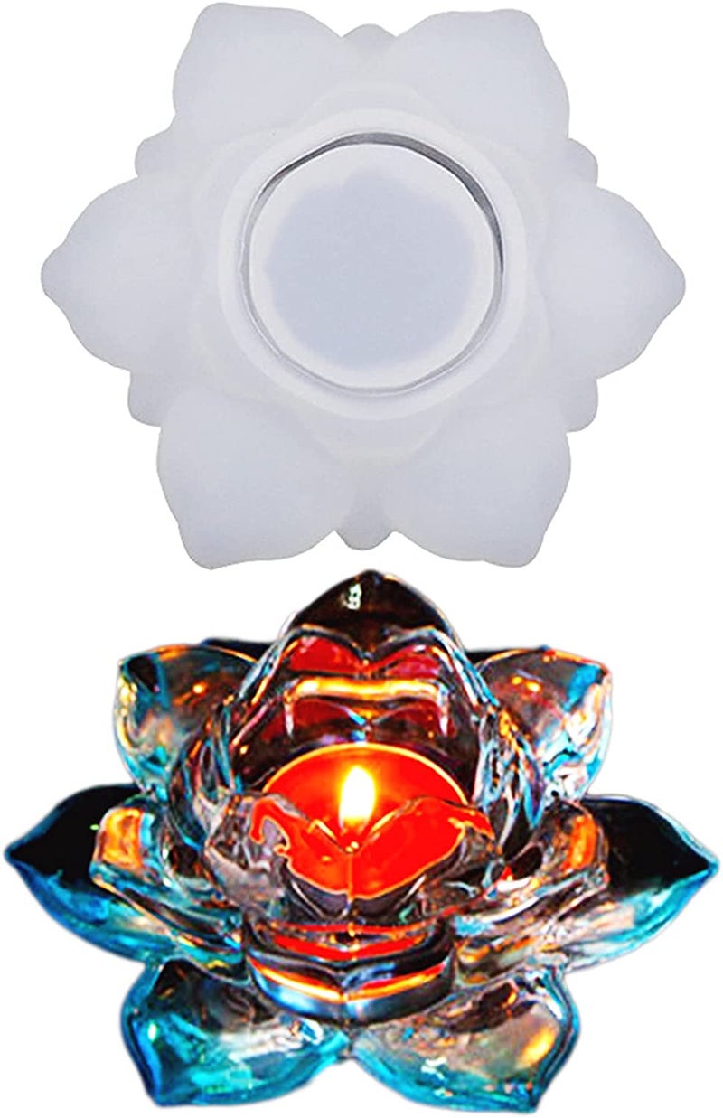 Readyshop go Lotus Flower Silicone Mold 2 Pieces for DIY Candlestick Ashtray Jewelry Storage Box Tealight Resin Casting Craft Tool  - Image 2