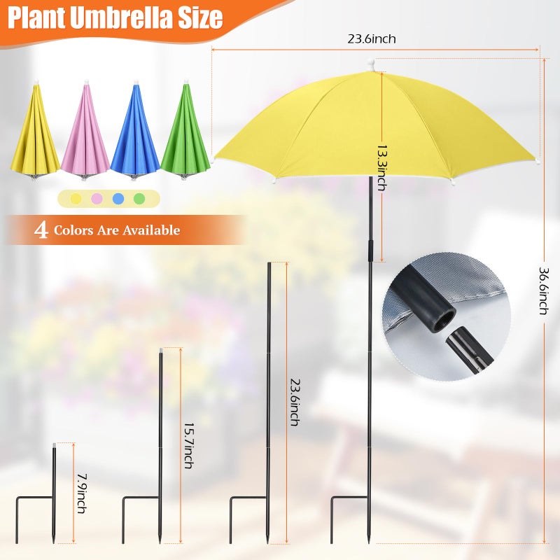 Tryly Plant Umbrellas for Outdoor Plants, Garden Umbrella Shade for Potted Plants and Garden Beds, Provide Shade to â€ŒDefend Plants From Blazing Sun (3 Pack Not Adjustable Umbrellas (1Yellow 1Pink 1Blue)) - Image 5