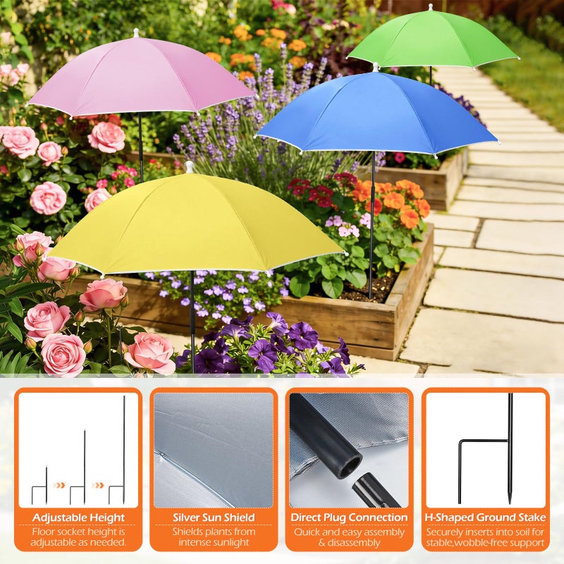 Tryly Plant Umbrellas for Outdoor Plants, Garden Umbrella Shade for Potted Plants and Garden Beds, Provide Shade to â€ŒDefend Plants From Blazing Sun (3 Pack Not Adjustable Umbrellas (1Yellow 1Pink 1Blue)) - Image 3