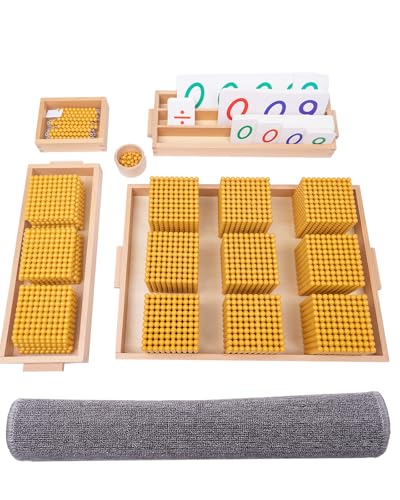 WodGod Montessori Golden Beads with Soft CarpetMontessori MathDecimal System Bank GameGood Choice for Learning Math - Image 1
