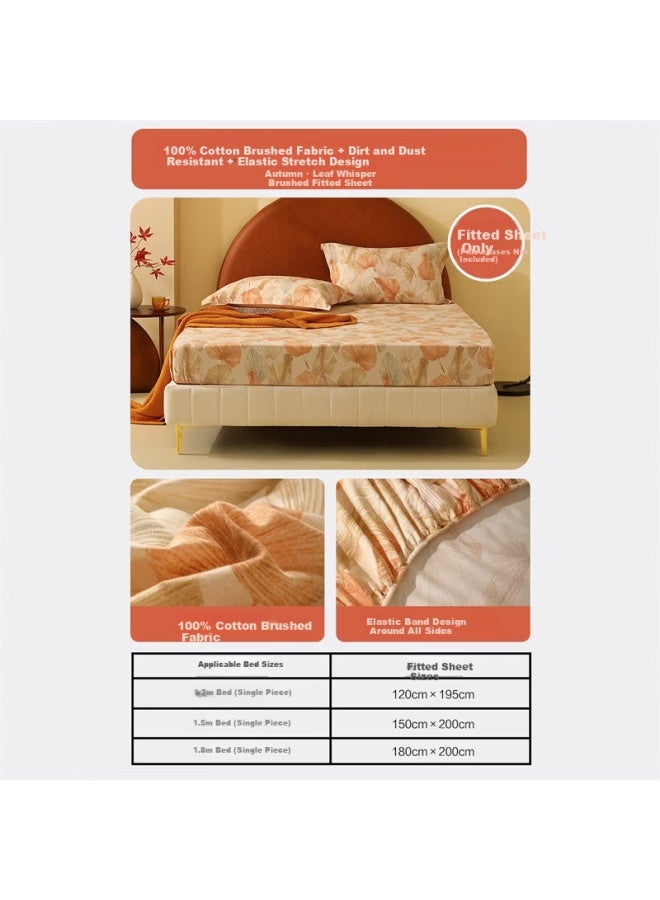 Mercury Home Textiles 100% Cotton Brushed Soft Bed Fitted Sheet Antibacterial Class A Dustproof Double Bed Cover 1.8x2m - Image 1