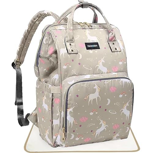 PACKNBUY Diaper Bag for Mothers for Travel with Changing Mat, Maternity Bag with Insulated Bottle Pockets, Water Resistant, Multiple Pockets Baby Diaper Bag for Newborn Baby Products (Cloud Grey) - Image 1
