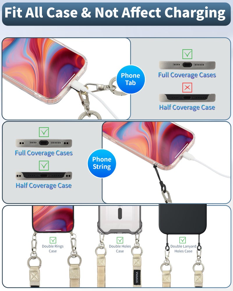 VVAAGG Cell Phone Lanyard for iPhone: Adjustable Phone Strap Crossbody Neck and Wrist Strap Anti-Theft Lanyard Travel Essential Compatible for iPhone Android Smartphones Khaki - Image 4