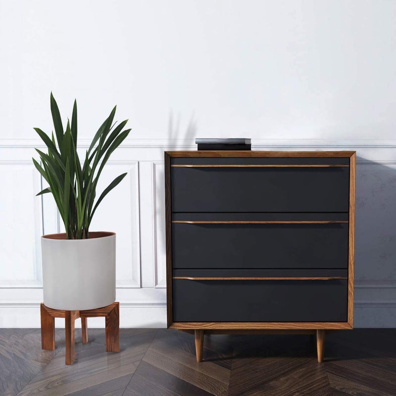 Gendral Forwepup Wood Plant Stand, Mid Century Modern Planter, Rattan Flower Pot Stand, Low Short Plant Stands for Indoor - Boho Rustic Wooden Stool for Plant Pot Holder, Fit 5-15 Inch Pot - Image 4
