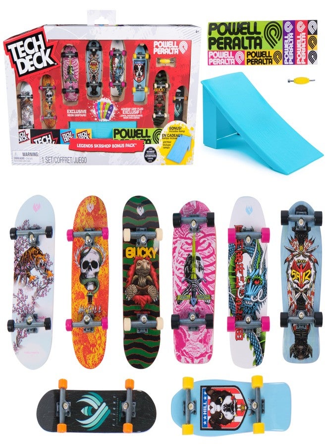Tech Deck, Powell Peralta Legends SK8Shop Bonus Pack with Ramp, Collectible and Customizable Mini Skateboards, Kids Toys for Ages 6 and up - Image 1