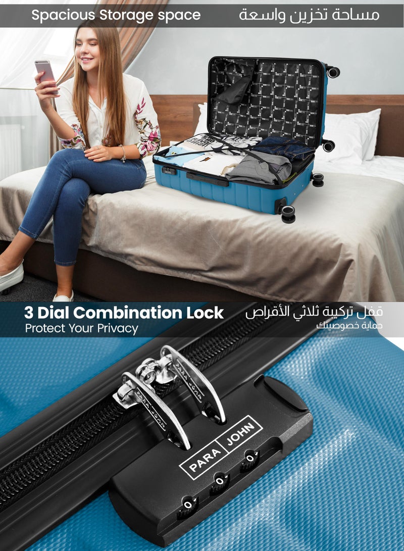 PARAJOHN عربة الأمتعة الكبيرة من بيتا ABS ذات الجانب الصلب مقاس 28 بوصة باللون الأزرق - Image 4