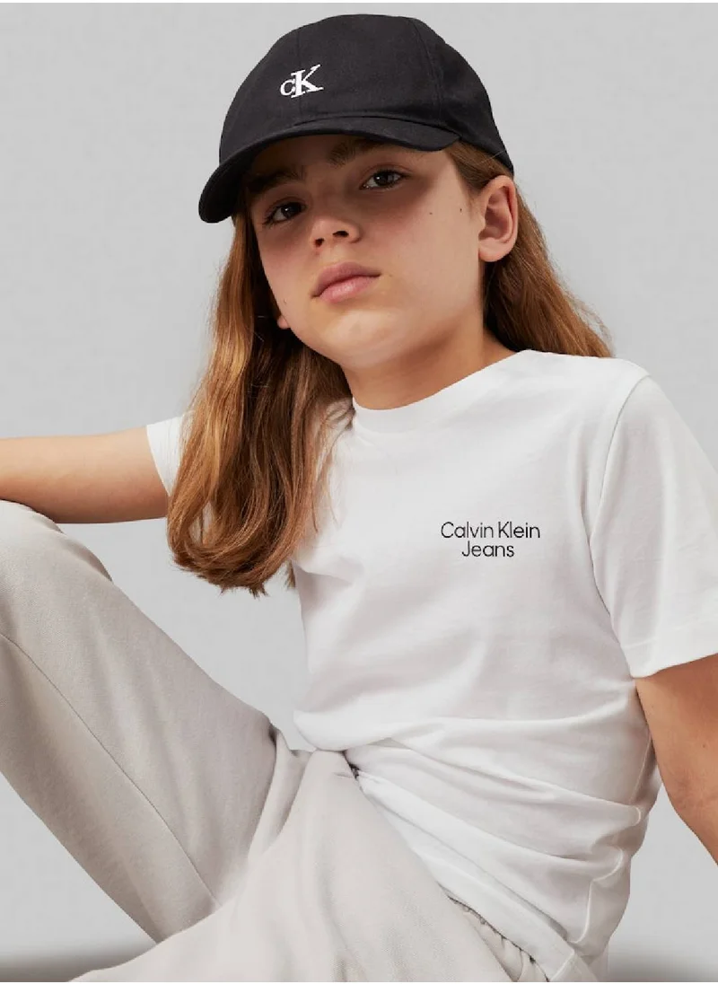 Calvin Klein Jeans Kids' Cotton Monogram Cap -  cotton twill, Black