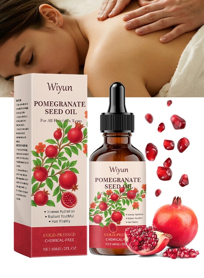 WIYUN Pomegranate Seed Oil ,for Skin and Hair Care, Enhances Skin Elasticity, Promotes Healthy Hair, Pure Natural Pomegranate Seed Oil, Nourishes and Moisturizes, Anti-Aging, Reduces Fine Lines 60ml - Image 1