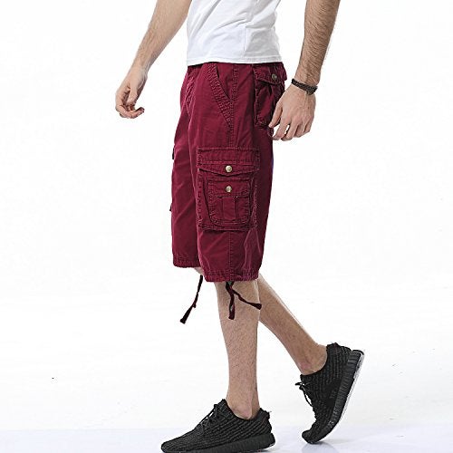 Leward Men's Cotton Twill Cargo Shorts Outdoor Wear Lightweight (US, Numeric, 34, Regular, Regular, Red) - Image 4