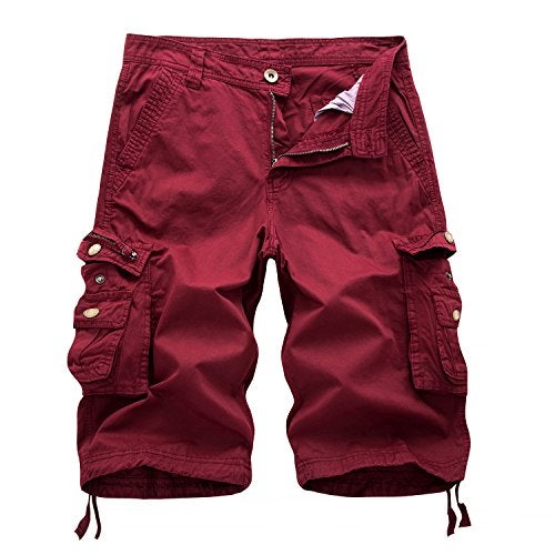 Leward Men's Cotton Twill Cargo Shorts Outdoor Wear Lightweight (US, Numeric, 34, Regular, Regular, Red) - Image 1