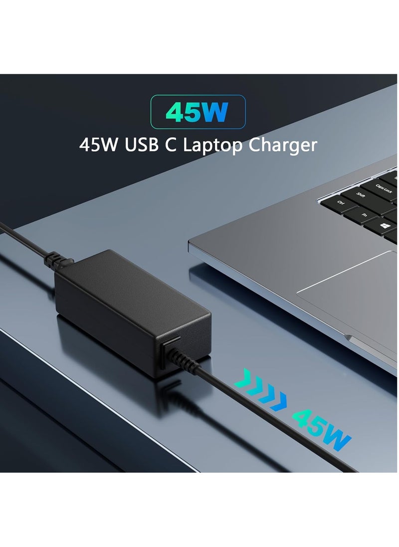 Generic - 45W USB C Fast Chromebook Charger for HP Spectre X360 Lenovo ThinkPad Yoga Acer Dell ASUS Samsung Google Pixel Huawei Mate Replacement Compatible with Any Tablet Mobile Type - Image 1