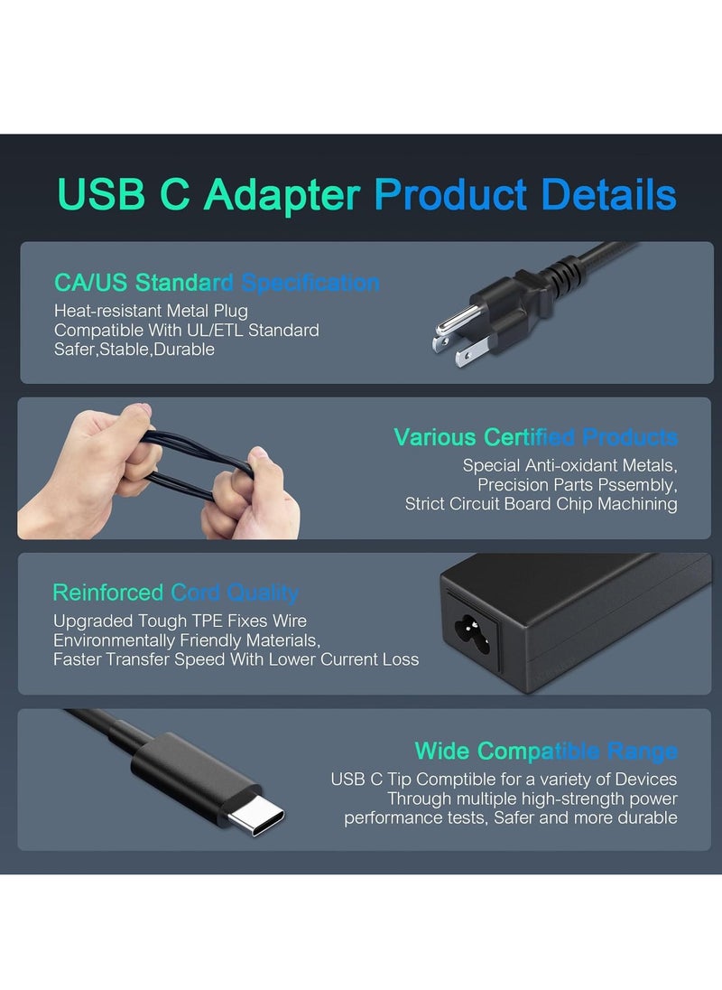 Generic - 45W USB C Fast Chromebook Charger for HP Spectre X360 Lenovo ThinkPad Yoga Acer Dell ASUS Samsung Google Pixel Huawei Mate Replacement Compatible with Any Tablet Mobile Type - Image 1