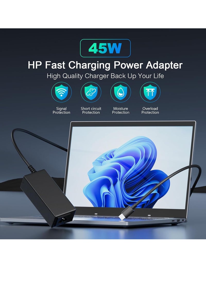 Generic - 45W USB C Fast Chromebook Charger for HP Spectre X360 Lenovo ThinkPad Yoga Acer Dell ASUS Samsung Google Pixel Huawei Mate Replacement Compatible with Any Tablet Mobile Type - Image 1