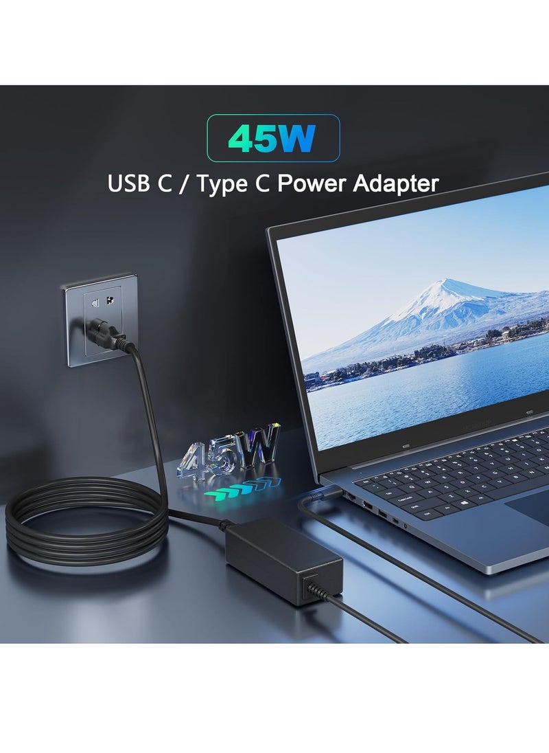 Generic - 45W USB C Fast Chromebook Charger for HP Spectre X360 Lenovo ThinkPad Yoga Acer Dell ASUS Samsung Google Pixel Huawei Mate Replacement Compatible with Any Tablet Mobile Type - Image 1