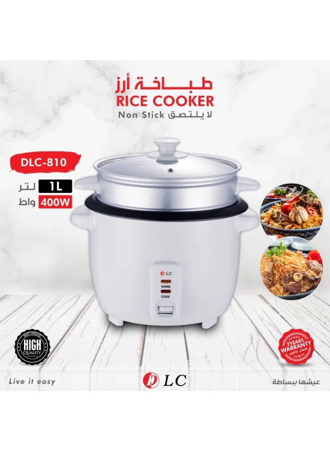 ال سي طنجرة أرز صغيرة الحجم سعة 1 لتر مزودة بوعاء غير لاصق، ووظيفة الحفاظ على الحرارة، وغطاء زجاجي. - Image 3