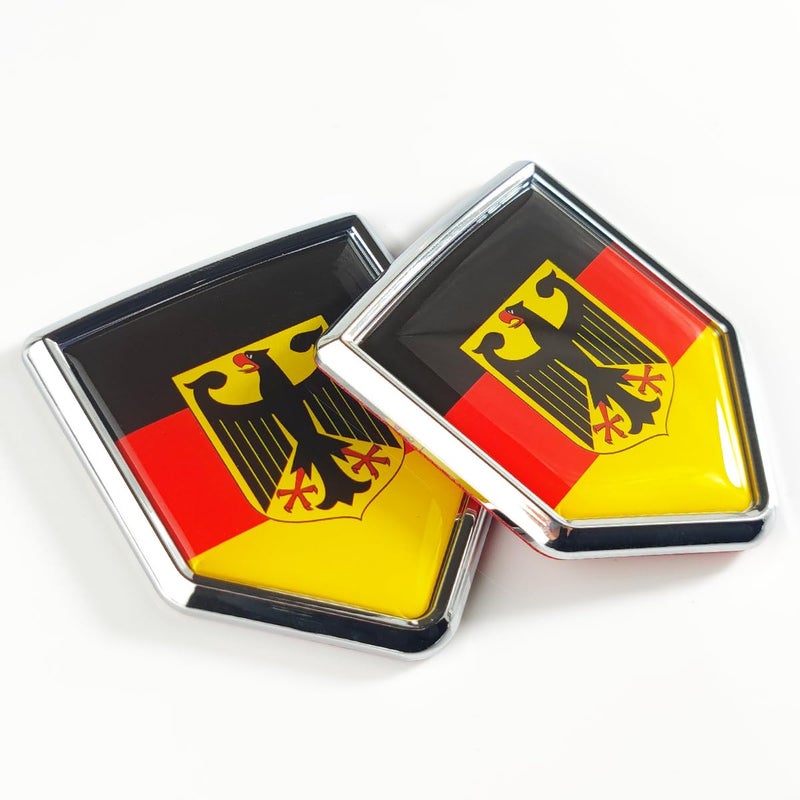 Newperlite German State Ensign Flag Decal Sticker Car Emblem Germany Eagle Flag Car Decoration Accessories Chrome Shield for Truck Vehicles Cars 2 Pack - Image 3