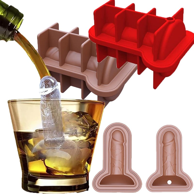 klarako Adult Prank Ice Cube Mold, Adult Ice Cube Tray, Adult Ice Cube Molds, Funny Ice Cube Tray for Gag Party Joke Gifts (Red+Brown) - Image 1