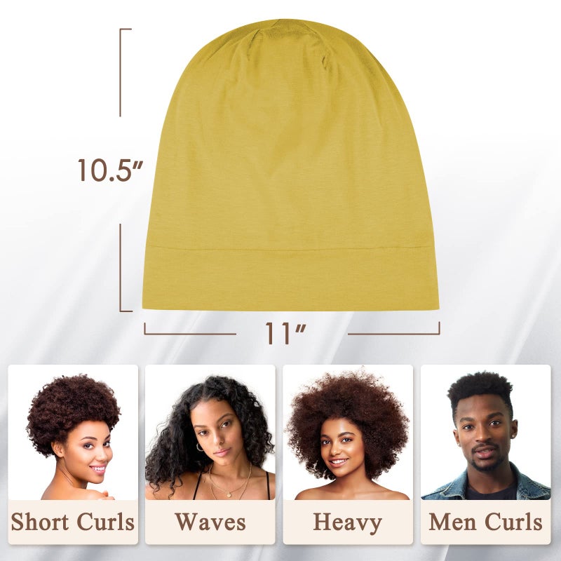OLESILK 100% Mulberry Silk Bonnet for Sleeping Women, Silk Hair Wrap for Sleeping, Yellow - Image 4