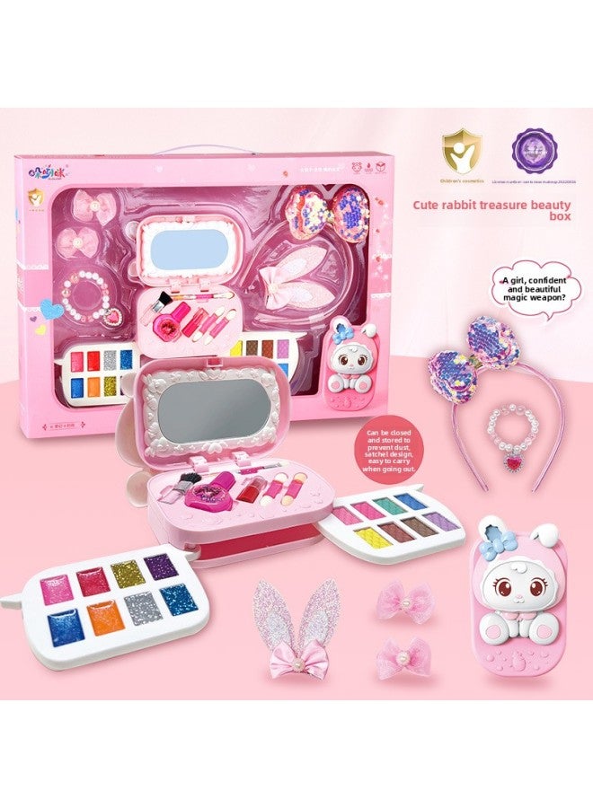 Children's Makeup Toys Cute Rabbit Children's Birthday Gift 4-5 Girls 6 Cosmetic Box 7 Small 9 Princess Toys-Color:XLX-878 Cute Rabbit Beauty Box - Image 1