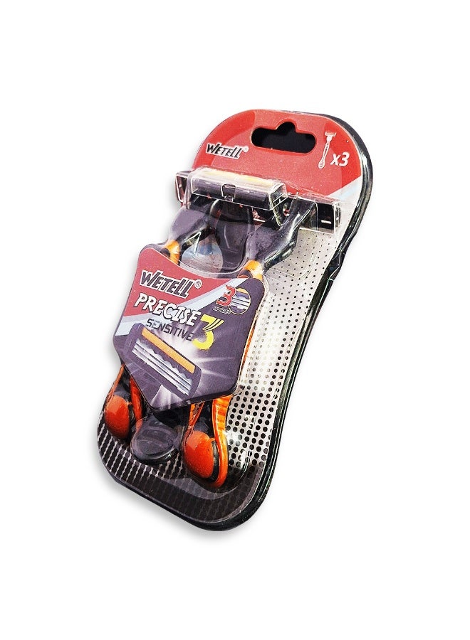 WETELL Men's 3-blade razor with a back edge for definition, a pivoting head for easier shaving and fewer cuts on the curves of the face, a soothing lubricating strip and a comfortable, non-slip handle for a smooth, close shave that lasts.  - Image 3