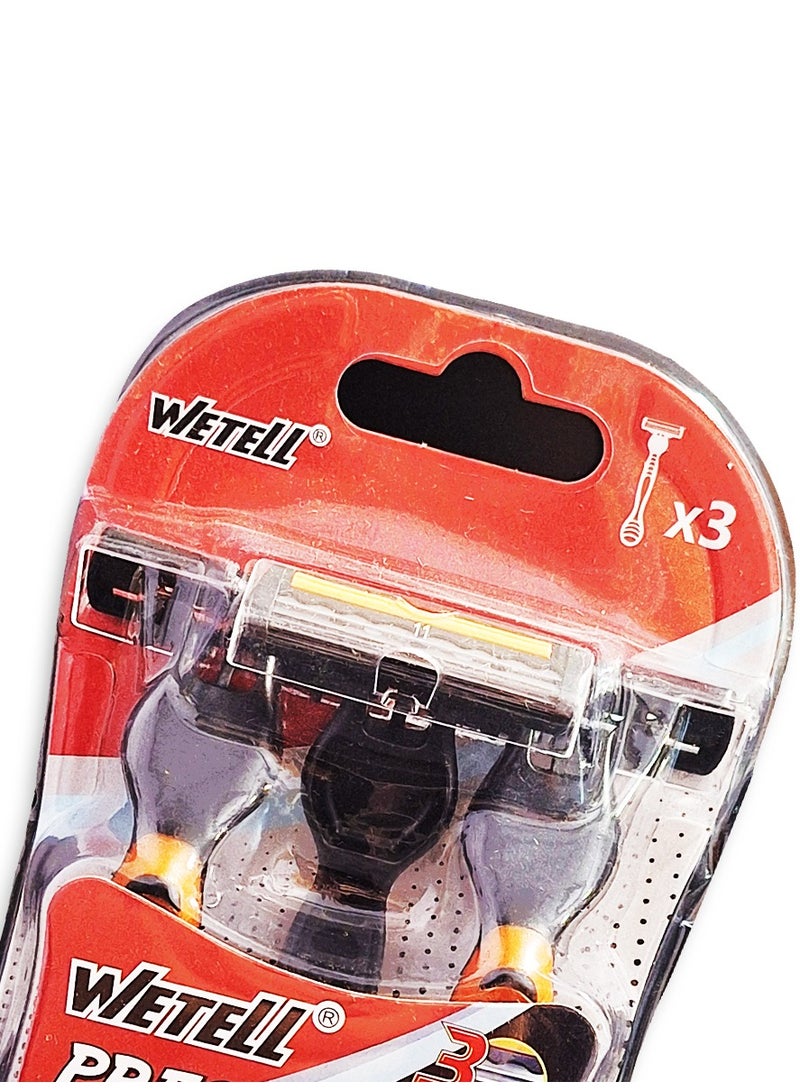 WETELL Men's 3-blade razor with a back edge for definition, a pivoting head for easier shaving and fewer cuts on the curves of the face, a soothing lubricating strip and a comfortable, non-slip handle for a smooth, close shave that lasts.  - Image 2