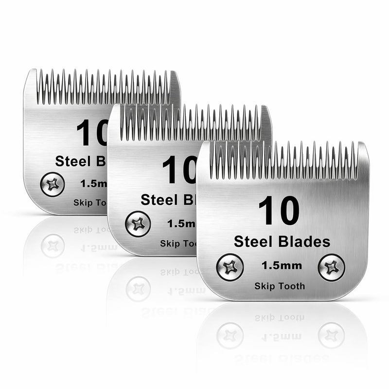 DODAER 10 Skip Tooth Detachable Pet Dog Grooming Steel Blades SetCompatible with AndisOster A5Wahl KM10 Series ClippersCut Length 11615mm3 Pack - Image 2