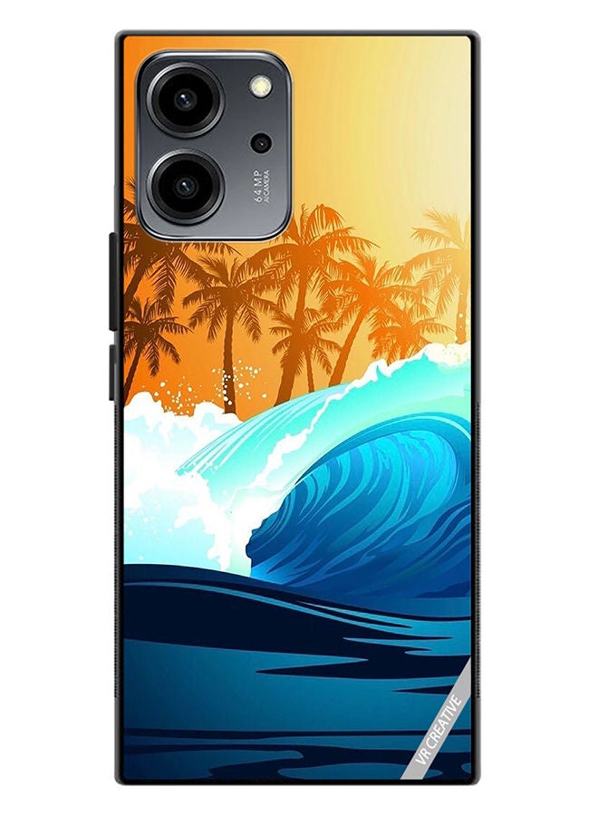 VR CREATIVE Protective Case Cover For Honor 80 SE Tropical Surfing Wave At Sunrise With Palm Tree Design Multicolour - Image 1