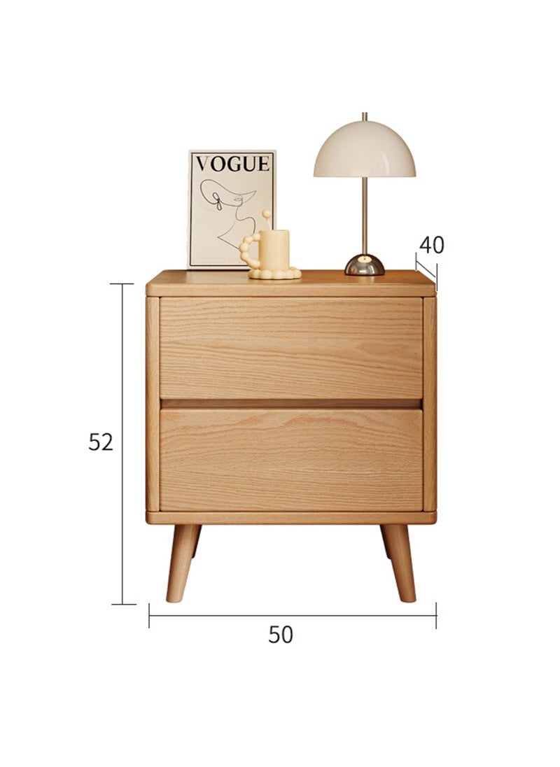 Bedside Table Nordic Style Bedroom Cabinet Minimalist Nightstand with 2 Drawers 50*40*52CM
