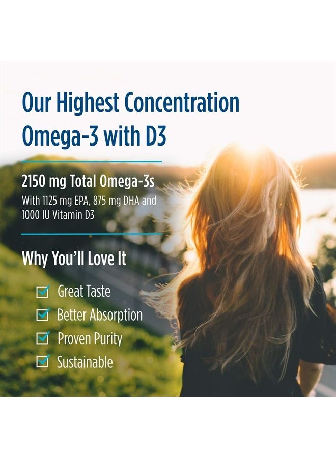 NORDIC NATURALS ProOmega 2000-D, Lemon Flavor - 2150 mg Omega-3 + 1000 IU D3-120 Soft Gels - Ultra High-Potency Fish Oil - EPA & DHA - Brain, Heart, Joint, & Immune Health - Non-GMO - 60 Servings  - Image 4