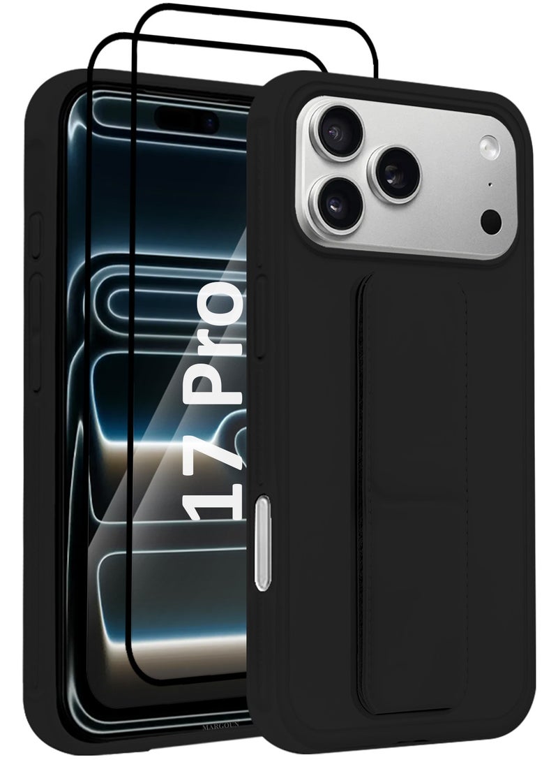 CATANES 3 Packs Premium PU Leather Case for iPhone 17 Pro with Stand Function Shockproof and Anti Scratch Finger Grip with Two 3D Screen Protector - Image 2