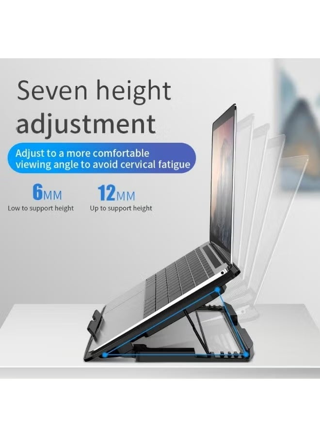 وسادة تبريد للكمبيوتر المحمول، مبرد كمبيوتر محمول للألعاب مزود بـ 6 مراوح صامتة، وسادة تبريد بمروحة للكمبيوتر المحمول مناسبة لأجهزة الكمبيوتر المحمولة مقاس 12-17 بوصة، مزودة بمنفذ USB، 6 ارتفاعات قابلة للتعديل - Image 1