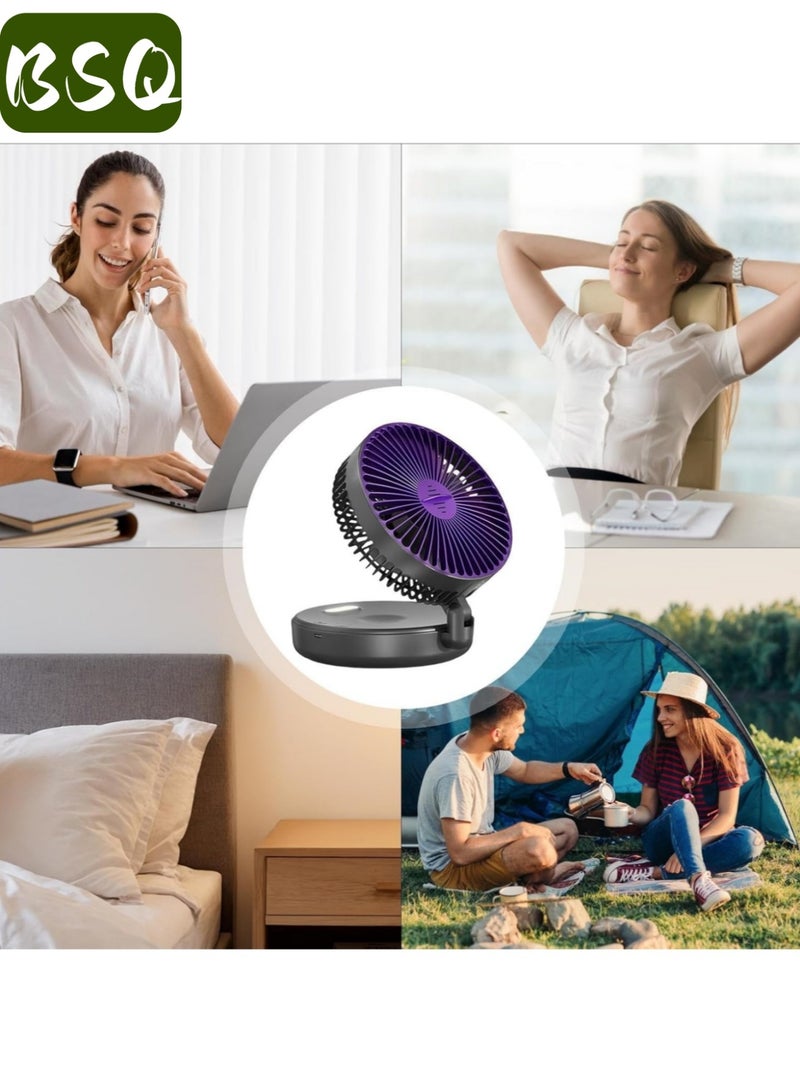 BSQ Foldable Portable USB Rechargeable Desktop Fan, 3-Speed Quiet Mini Fan, Adjustable Angle Personal Fan for Home Office Outdoor Travel - Image 4