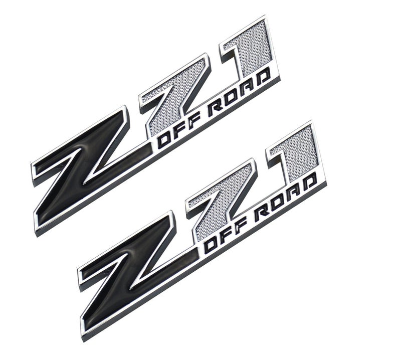 Aimoll 2pcs Small Size Z71 Off Road Emblems3D Aolly Decal Emblems for GMC Chevy Silverado Sierra Suburban Colorado Chrome Black