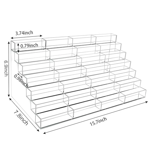 Vevitts Acrylic Business Card Holder for Desk Multiple Business Card Holders 28 Slot 7 Tier Large Business Card Organizer Business Card Display Rack Clear Plastic Business Card Stand for Home Office - Image 2