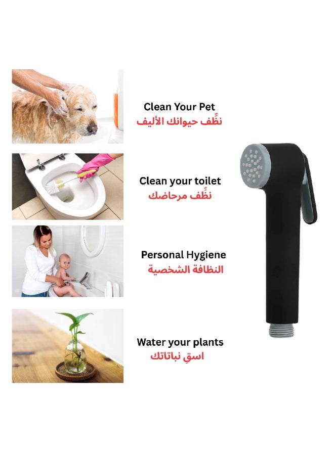 ITG Black Handheld Shattaf Bidet Sprayer with 1.2m Hose, Self-Cleaning Kit for Bathroom & Toilet  - Image 3