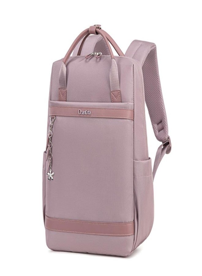 Chantria Slim Backpack for Women Stylish 14-inch Laptop Bag 13L Multi-pocket Water-resistant Daypack with Top Handheld & Luggage Strap,Ladies Backpack for Office Casual College, Pale Mauve - Image 1