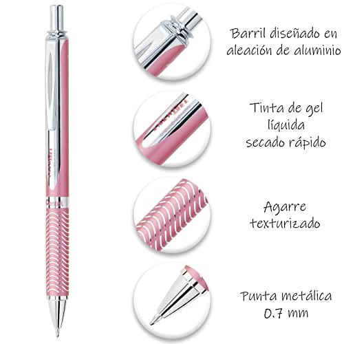 Pentel BL407PA EnerGel Alloy RT Retractable Liquid Gel Pen, .7mm, Pink Barrel, Black Ink - Image 5