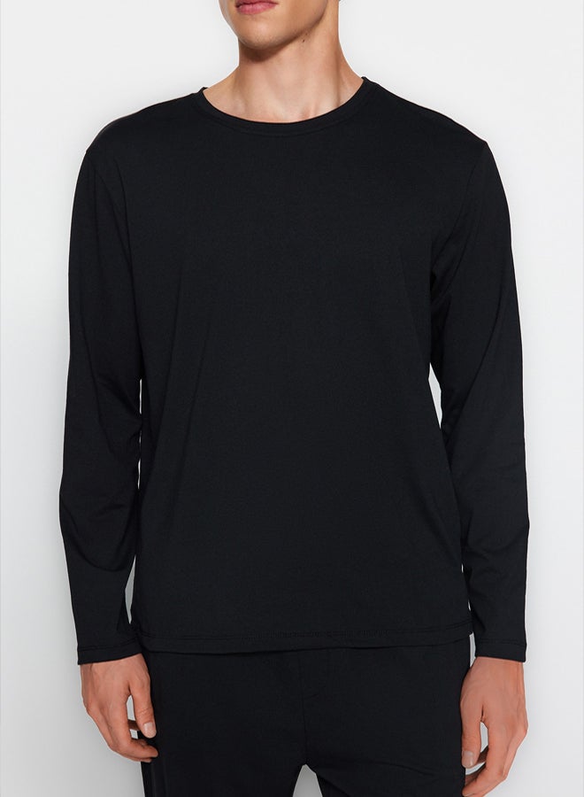 trendyol Black Regular Fit Knitted Pajama Set TMNAW24PT00008 - Image 3