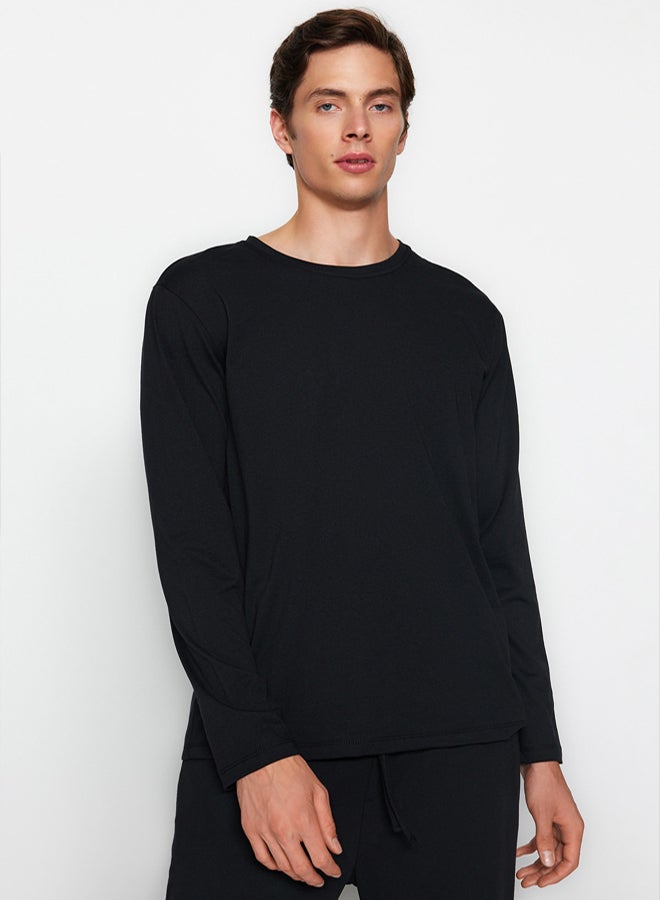 trendyol Black Regular Fit Knitted Pajama Set TMNAW24PT00008 - Image 2