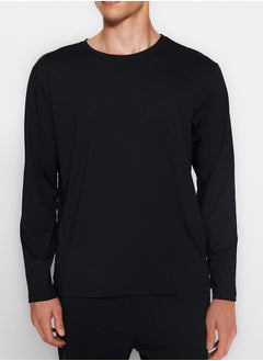 trendyol Black Regular Fit Knitted Pajama Set TMNAW24PT00008  - Image 3