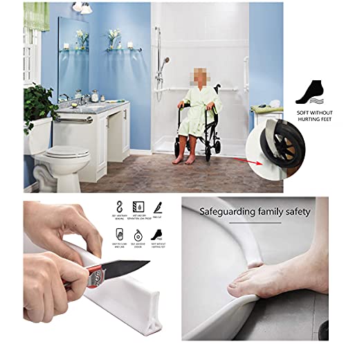 Ynotus 3" High Collapsible Shower Threshold Water Dam 59in Shower Water Splash Guard Shower Barrier Water Stopper To Keep Water In Shower Dry And Wet Bathroom - Image 5